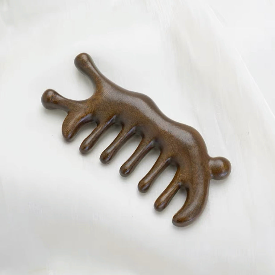 Golden Sandalwood Five-Tooth Comb