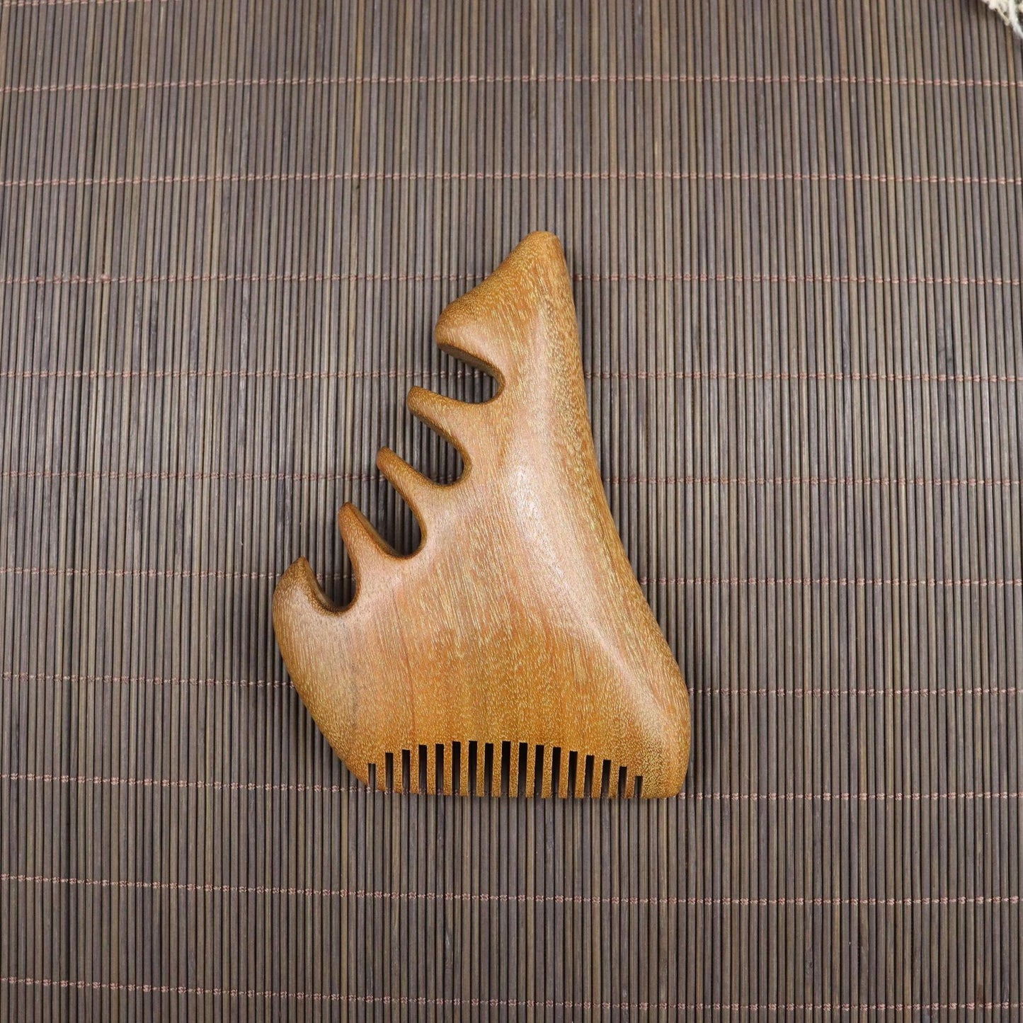 Golden Sandalwood Five-Tooth Comb