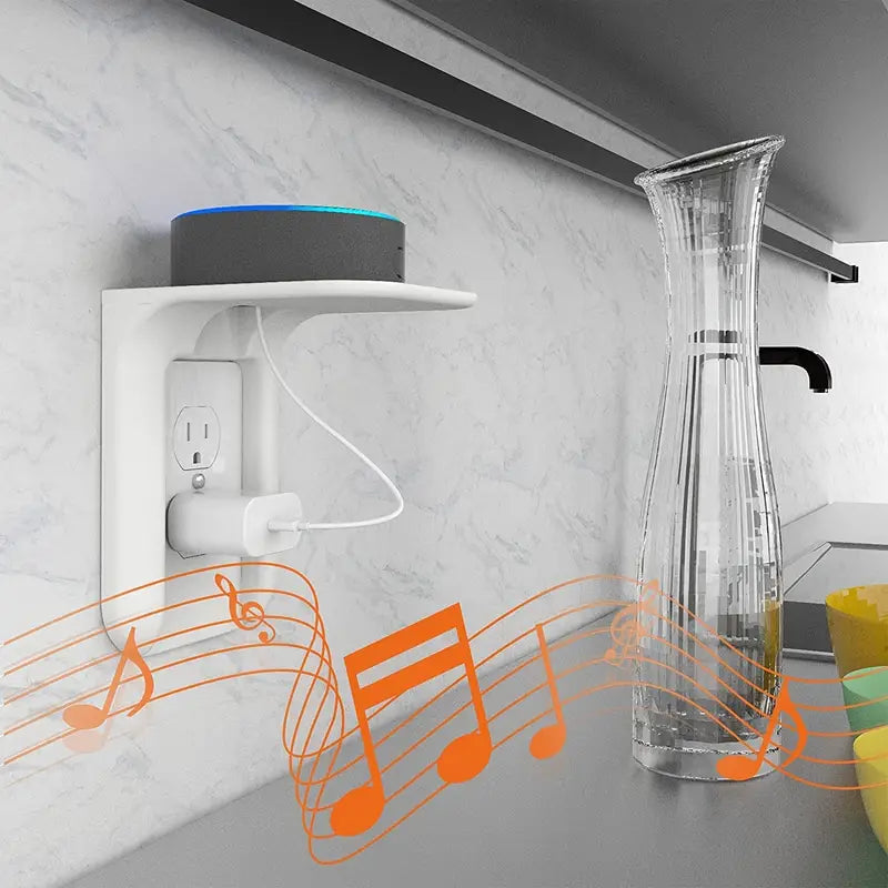 Outlet Shelf Wall Holder for Smart Home Speakers - White