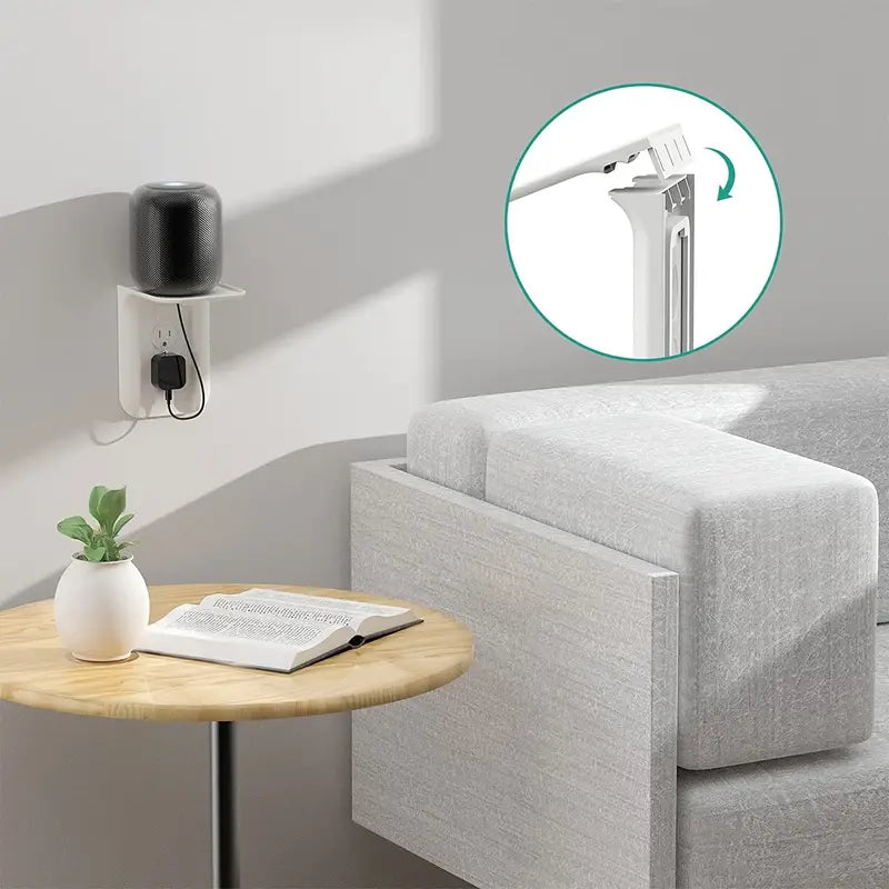 Outlet Shelf Wall Holder for Smart Home Speakers - White