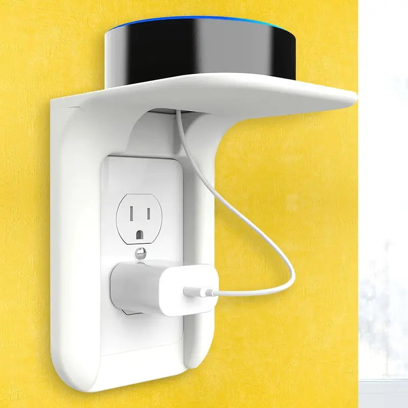 Outlet Shelf Wall Holder for Smart Home Speakers - White